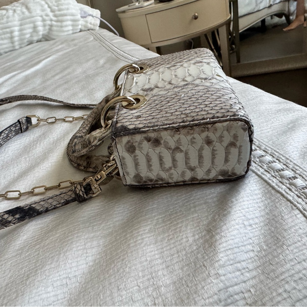 Authentic Christian Dior Mini D-Joy Python Bag in Cream with Gold Hardware - Picture 8 of 11